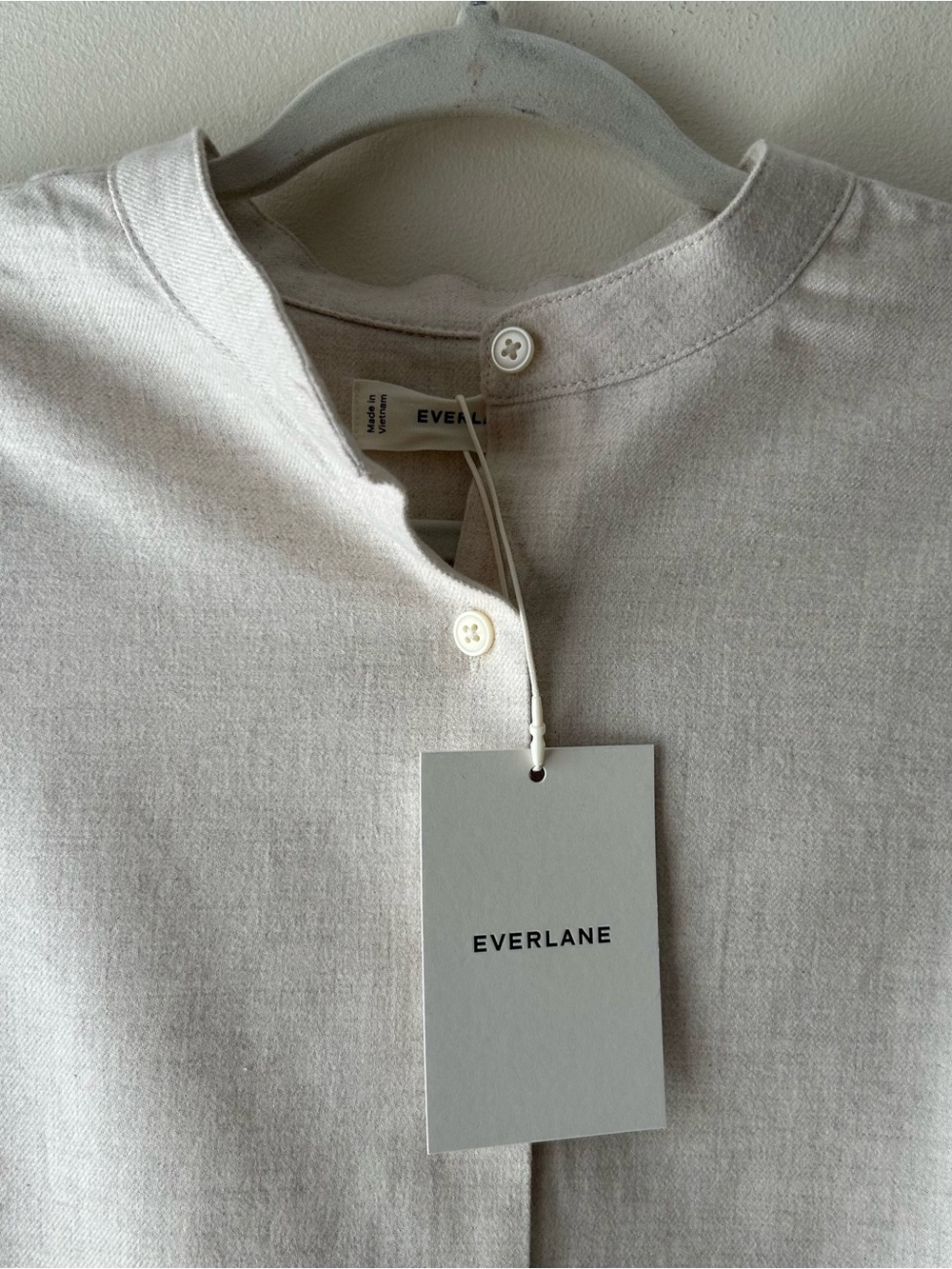 Everlane 100% Organic Cotton Flannel Shirt Button Up Heathered Oat XS - Picture 8 of 12